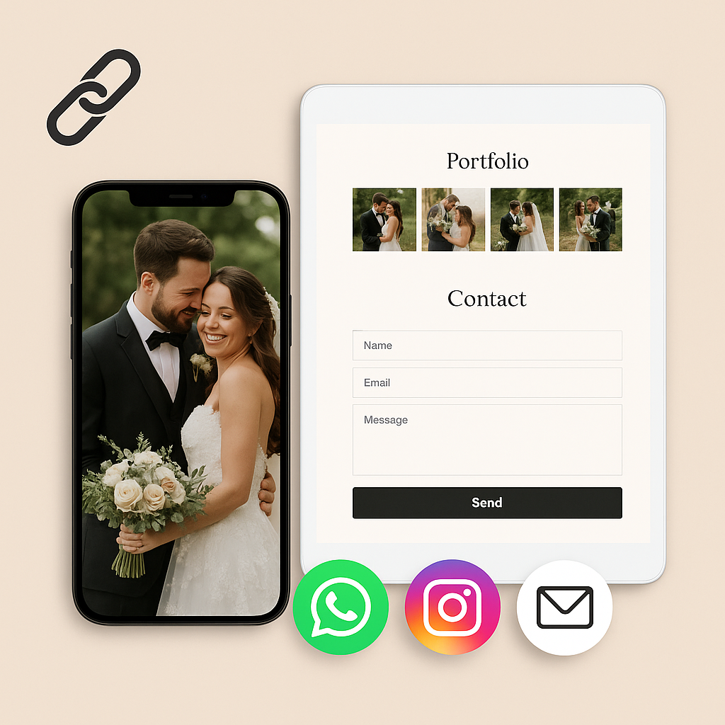 Link personalizado para fotógrafos de bodas: portafolio y contacto