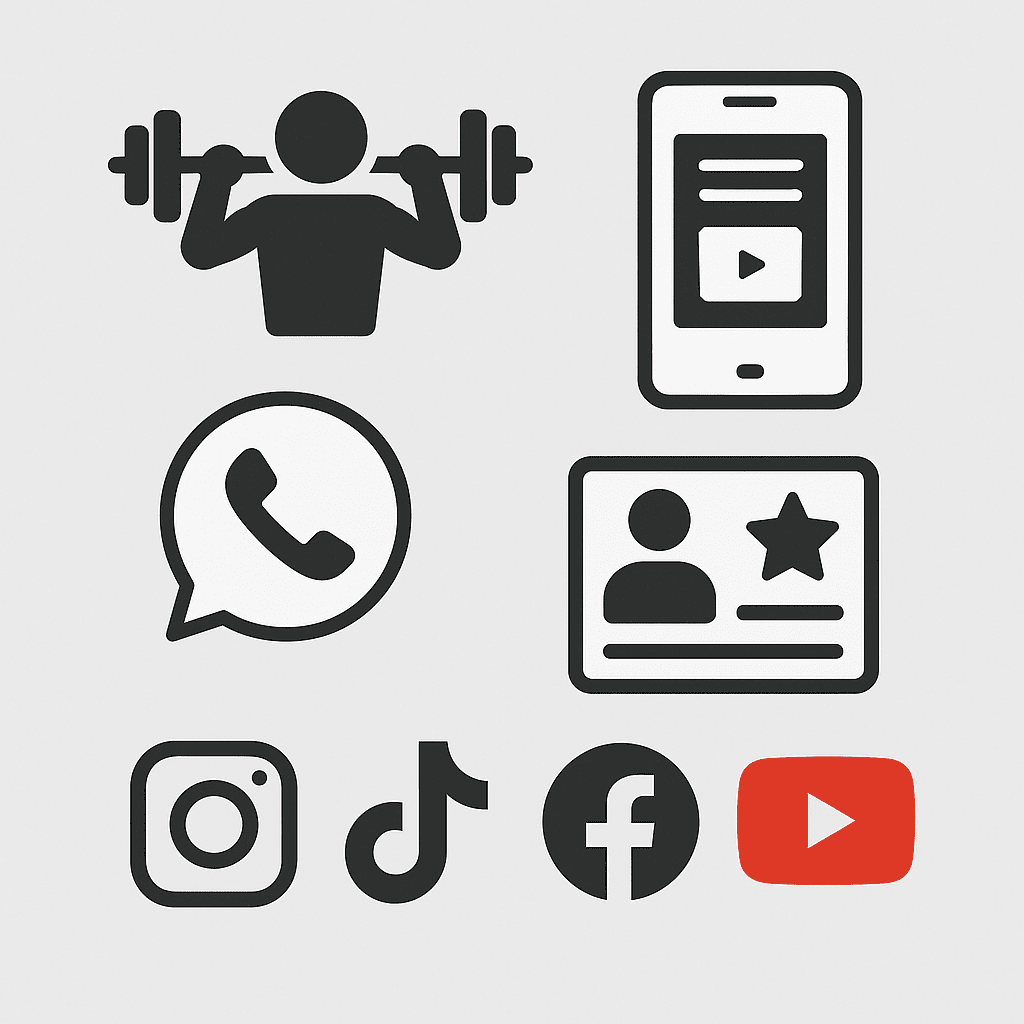 Página de enlaces para personal trainers: rutinas, contacto y redes